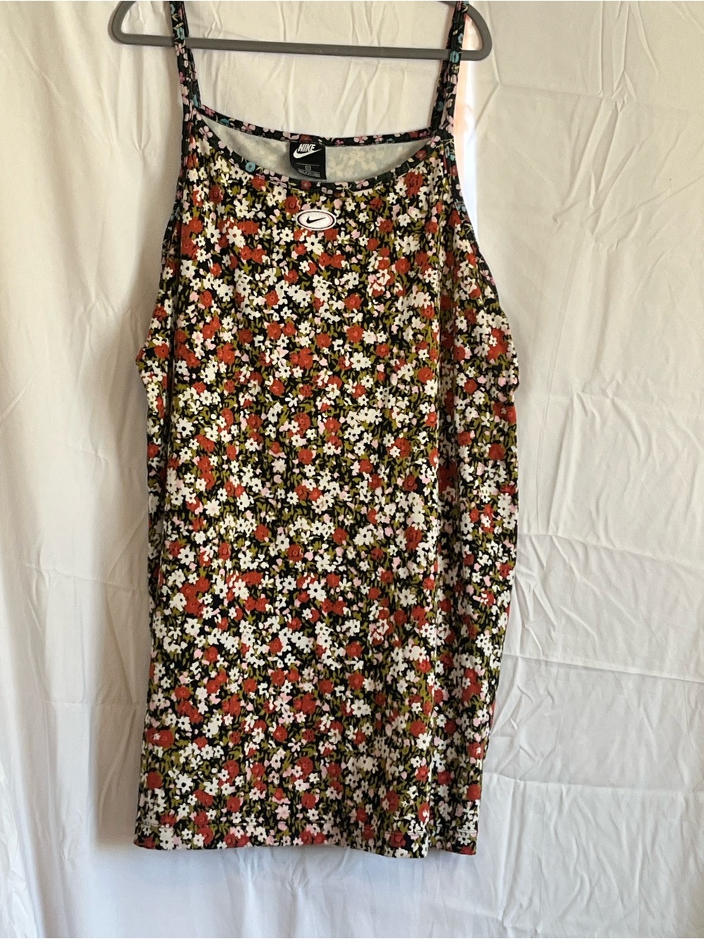 Nike Floral Slip Mini Dress in Red, White, Green